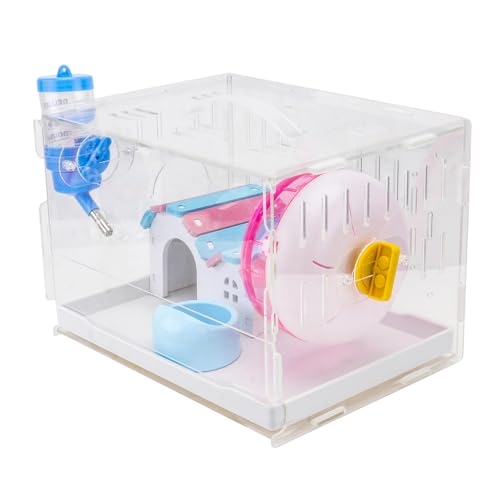 HAPINARY 1 Set Hamster Hauskäfig Hamster Villa Käfig Hamster Futterkäfig Schublade Hamsterkäfig Kompakter Haustier Hamsterkäfig Transparenter Hamsterkäfig Kleiner Haustier von HAPINARY