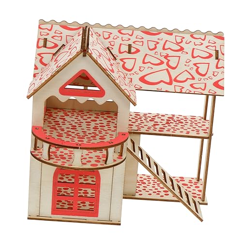 HAPINARY 1 Set Hamsterhaus Aus Holz Rattenzimmer Spielburg Für Hamster Versteckhaus Für Hamster Burg Für Haustiere Kletterleiter Holzhaus Für Hamster Hamstervilla Aus Holz von HAPINARY