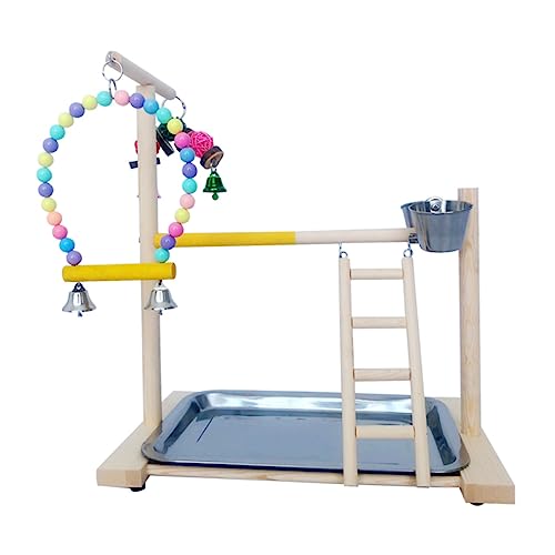 HAPINARY 1 Satz Papagei Trainings Ständer Vogelfutterbecher Spielplatz Für Nymphensittiche Vogelspielstand Kleine V?Gel Spielen Fitnessstudio Spielzeug Hölzern Fitnessstudio-Rack Schwingen von HAPINARY