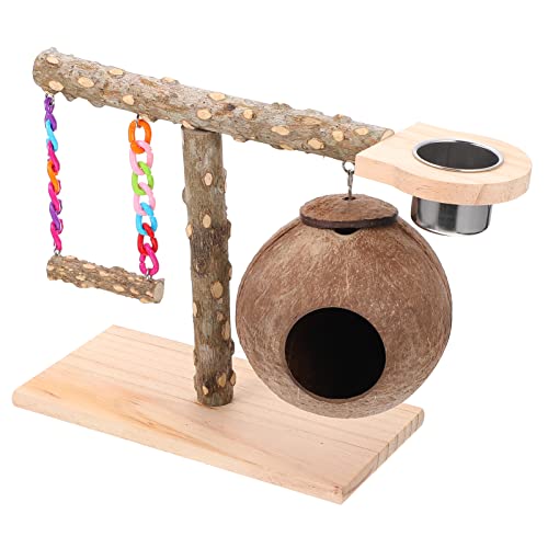 HAPINARY 1 Set Papageienständer Vogel Holzständer Stange Vogelkäfig Schaukel Papageienspielzeug Papageienschaukel Vogelkäfig Spielzeug Vogelspielzeug Vogel Schleifen Klaue Stange Papagei von HAPINARY