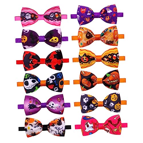 HAPINARY 12 STK Haustier Fliege Halloween-katzenbindung Kätzchen Zubehör Welpenhalsbänder Für Kleine Welpen Halloween-Kragen Welpen Halloween-haustierkrawatten Polyester von HAPINARY