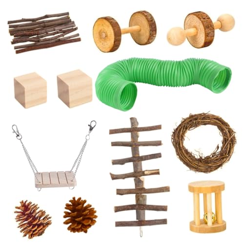 HAPINARY 12-Teiliges Set Hamster-Spielzeug Hamster Spielzeug hamsterspielzeug Rabbit Toys Spielzeug für Haustiere Übungsspielzeug für Kleintiere Hasenspielzeug Hamster-Holzspielzeug hölzern von HAPINARY