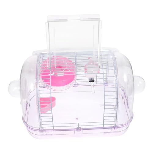 HAPINARY 1stk Hamsterkäfig Transportkäfig Für Kleintiere Mäusekäfig Klar Kleine Tragetasche Zierkäfig Für Kleine Haustiere Lebensraum Hamster Haustier Hase Igel Lebensraumkäfig Plastik Rosa von HAPINARY