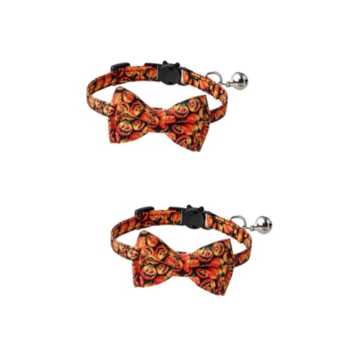 HAPINARY 2 STK Halloween-Kragen Abreißhalsbänder für Haustiere Katzenhalsband Haustierhalsband Halloween Verstellbares Haustierhalsband Haustier Hundehalsband Haustier Fliege Orange von HAPINARY