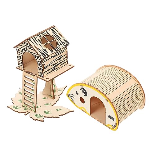 HAPINARY 2 Stück Holz Hamster Spielzeug Hamster Klettergerüst Holz Rattenzimmer Kleintiere Rennmaus Hamster Spielplattform Holz Hamsterhütte Holz Hamsterkäfig Holz von HAPINARY