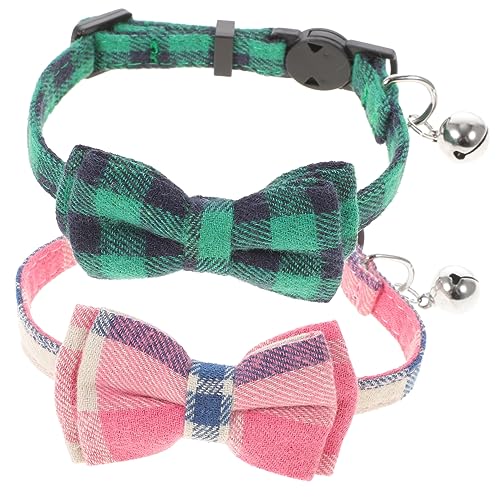 HAPINARY 2 Stück Pet Cat Bowknot Glockenhalsband Pet Cat Collar Kariertes Muster Pet Collar (s) von HAPINARY