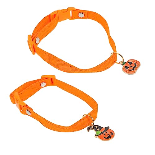 HAPINARY 2St Halsband Halloween für Hunde Halloween- Halloween Halskette Choker Halloween verstellbare Welpenhalsbänder für Schleifenband Haustierzubehör Katzen und Hunde Kürbis von HAPINARY