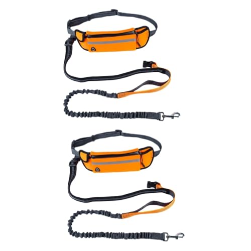 HAPINARY 2St Handfreie Hundeleine Trainingsleine freihändige Leine Haustierleine laufende Leine freihändige hundeleine Hands hundeleine Hundetraining führen Taillentasche Leine Orange von HAPINARY