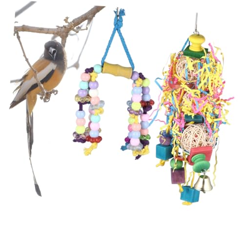 HAPINARY 2St Papageienspielzeug zum Aufhängen knete knetspielzeug Vogelzubehör Bird Toys Haustier Vogelkäfig zum Zeichnen von Papageienbiss Papageienbissspielzeug Bambus von HAPINARY