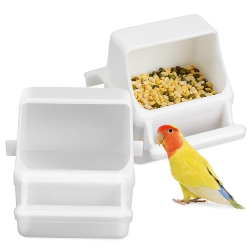 HAPINARY 2er Set Spritzschutz Vogel Futterspender Futterbox Für Papageien Und Vögel Hängend Für Vogelfutter Im Käfig Ideal Für Heimtierhaltung von HAPINARY