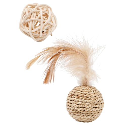 HAPINARY 2st Strohglocke Doppelkugel Katzenspielzeugball Katzentrainingsspielzeug Sisalball Für Katzen Weihnachtsspielzeug Katzenspielzeug Mit Quietschendes Lustiges Rattan Kätzchen Anlage von HAPINARY