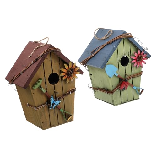 HAPINARY 2pcs Holz Vogel Nistkasten Für Garten Hof Komfortable Für Papageien Lerchen Vögel von HAPINARY