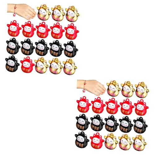 HAPINARY 36 STK Glückliche Katze Glückskatzen-Charme Feng-Shui Katzenzauber einladende Katzenfigur Klingglöckchen Glockenanhänger Glöckchen zum Basteln Katzenglocken Glockenzauber Messing von HAPINARY