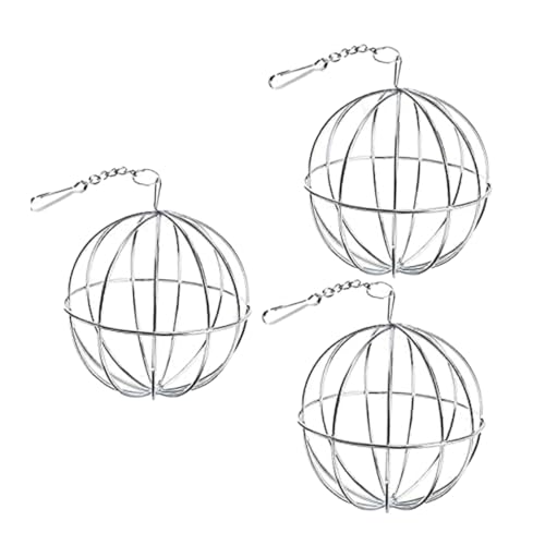HAPINARY 3St Fütterungswerkzeuge Grasball für Nagetiere Heuraufe für Meerschweinchen Heuball für Meerschweinchen Draht Käfig Futterspender hängender Grasständer Rostfreier Stahl Silver von HAPINARY