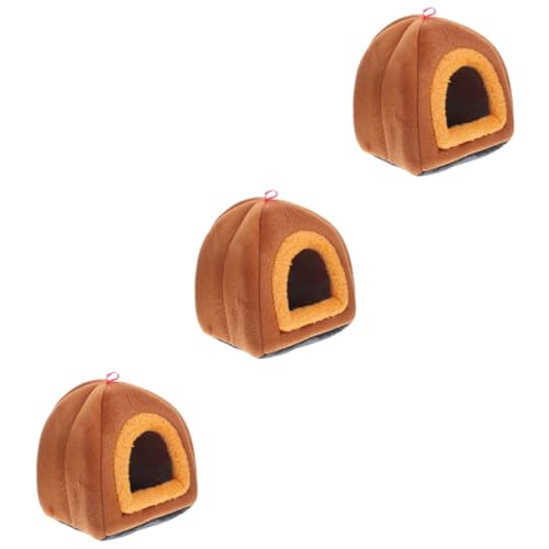 HAPINARY 3St kleines Haustiernest Winterhaus Kaninchenbetten Flauschiges Vogelversteck Betten für Hamster Hamsterhaus kaninchenkäfig Rabbit cage Igel schlafen Kaninchen Polyester Brown von HAPINARY