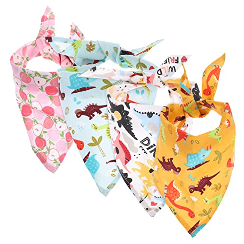 HAPINARY Fashionable Pet Supply 4er-Pack Dreieckstücher für Haustiere mit Pfirsich- und Dinosauriermotiven Halstücher für Hunde von HAPINARY