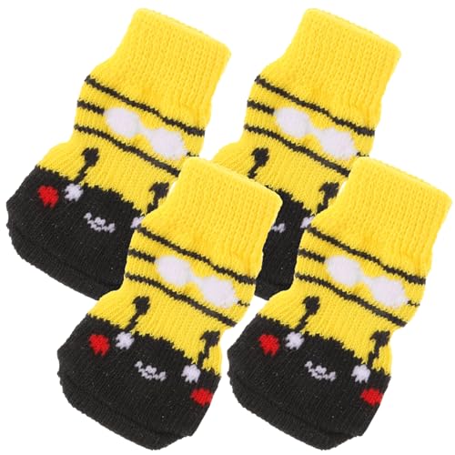 HAPINARY 4 Stück Haustier Socken Hundeunterlage Hundesocken Mit Grip Hundekegelhalsband Pfotenbalsam Anti-Hunde-socken Griff Verhindern Hundehose Grip-socken Hundepflegeset Baumwolle Yellow von HAPINARY