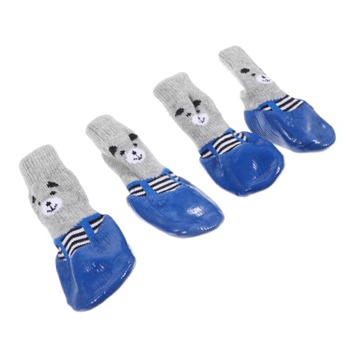 HAPINARY 4 Stück Haustierschuhe Hunde pet Supplies Dog Shoes for small Dogs cat-socken Waterproof Shoes Dog Socks Wiederverwendbare Pfotenschützer kompakte Baumwollsocken Baumwolle Sky-Blue von HAPINARY