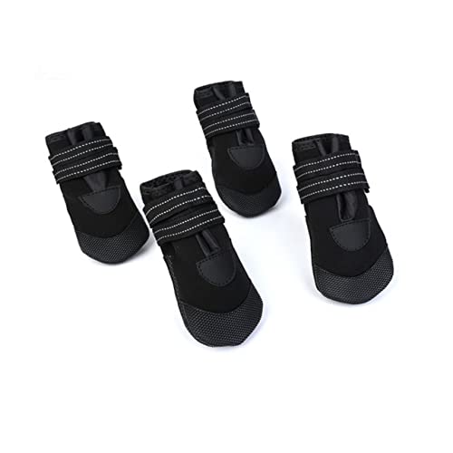 HAPINARY 4 Stück Hunde Haustiere Stiefel Schwarze Stiefel Schwarzer Stiefel Nachtsichere Hundeschuhe Wasserdichter Anzug wasserdichte Hundestiefel Warme Haustierstiefel Black von HAPINARY