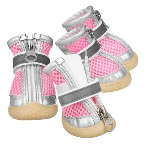 HAPINARY 4 Stück Hundeschuhe Mesh-Pfotenschutz reflektierende Riemen rutschfeste Outdoor-Hundestiefel für heißes Pflaster von HAPINARY