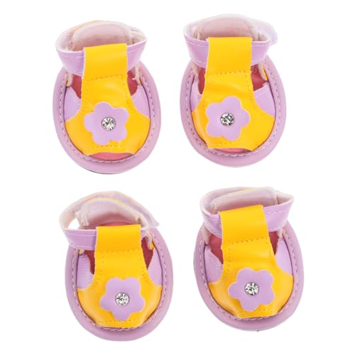 HAPINARY 4 Stück Sandalen für Hunde hundeschuhe Atmungsaktive Haustiersandalen Violette Hundesandalen Tierhaarentferner Hundesachen Wasserschuhe für Hunde Hundesandalen für heiße Straßen Pu von HAPINARY