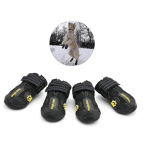 HAPINARY 4 Stück Winter Haustier Hundeschuhe Größe 2 Lässige Anti Rutsch Schneestiefel Für Hunde Warme Und wasserdichte Pfotenschutz Schuhe Schwarz Ideal Für Outdoor Aktivitäten Im von HAPINARY