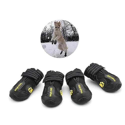 HAPINARY 4er Set wasserdichte Winter Hundeschuhe Anti Rutsch Stiefel Für Hunde Größe 6 Warme rutschfeste Pfotenschutz Schuhe Für Drinnen Und Draußen von HAPINARY