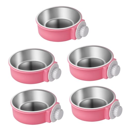 HAPINARY 5 Stück 2 1 Haustiernapf Haustier hängende Käfigschale Geschirr Hundenapf Käfig Hundenapf Futternapf für Hund pet Water Bowl pet Food Container schüssel aus Edelstahl Rosa von HAPINARY