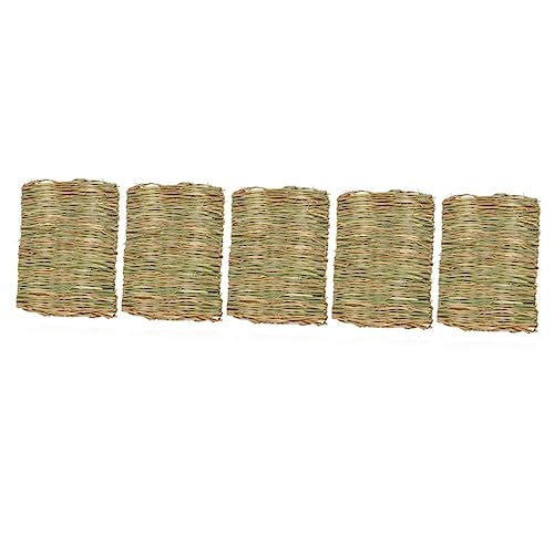 HAPINARY 5 Stück Einstreu-Grasmatte Für Kaninchen Gewebtes Bett Kaninchen-Beißspielzeug Kleine Tier-Grasmatte Vogel-Seegras-Matte Meerschweinchen-Bett Kaninchen-Spielspielzeug von HAPINARY