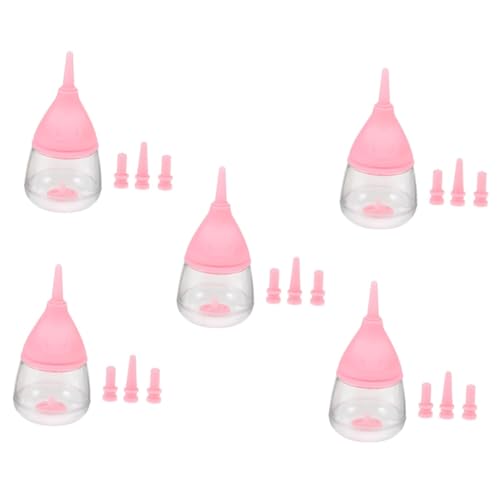 HAPINARY 5st Pet-Flasche Fütterung Haustier Welpenfutterflasche Milch Futterspender Tiere Babyflasche Babynahrung Welpenfläschchen Kätzchen-Flaschen Katzensaugflasche Rosa Plastik von HAPINARY