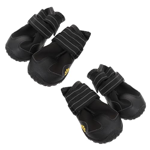 HAPINARY 2 Sets Hunde-Wanderschuhe Laufschuhe Warme Schneestiefel Für Haustiere – Sohlengröße 6 Schwarz 4 Stück X 2 von HAPINARY