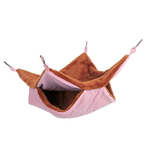 HAPINARY Double Layer Eichhörnchen Rest Nest Warm Plüsch Sugar Glider Hängematte Verdicken Schlafbett Haustierzubehör (pink, Größe S) von HAPINARY