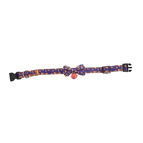 HAPINARY Halloween-Kragen Halloween-haustierhalsband Verstellbare Haustierhalskette Kürbis-dekor Welpe Fliege Katzenhalsband Hundehalsbänder Welpen Violett Polyester von HAPINARY