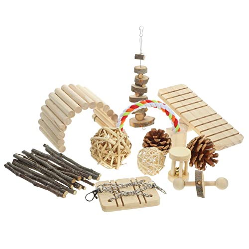 HAPINARY Kaninchen Und Hamster Kauspielzeug Set 1 Set Mit Holzschaukel Und Karotten Heu Bällen Für Kleintiere Wie Meerschweinchen Und Chinchillas Ideal Zum Nagen Und Papierverpackung von HAPINARY