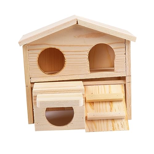 HAPINARY Hamsterspielzeug Aus Holz Mit Leiter Hamstermaushütte Hamsterhaus Aus Holz Hamsterbackennest von HAPINARY