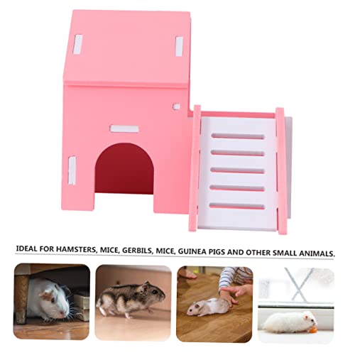 HAPINARY Hamsterzubehör Hamster Schlafhaus Hamstervilla Haustierhamster Rattenschloss Kleiner Stall Hamster versteck Hamster Hideout Hamster Villa Hamster nach Hause Hamsterhaus Bambus Rosa von HAPINARY