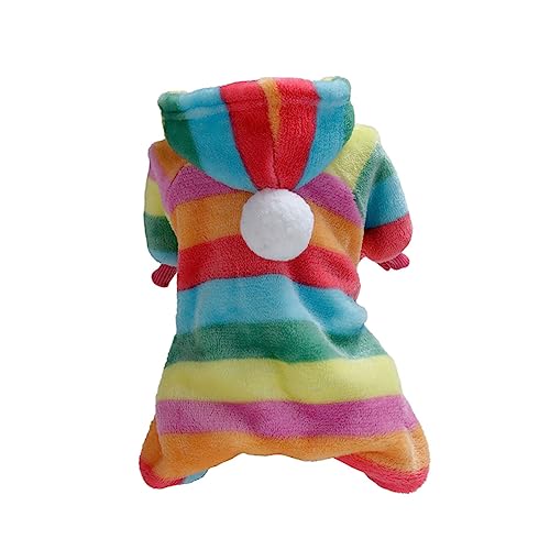 HAPINARY Haustierkleidung Schlafanzug mit Hundefuß Regenbogen-Hundehemd Fleecejacken Welpen-Hoodie Hunde-Pyjama Hunde Winterkleidung Vierbeinige Hundebekleidung Warmer Haustiermantel von HAPINARY