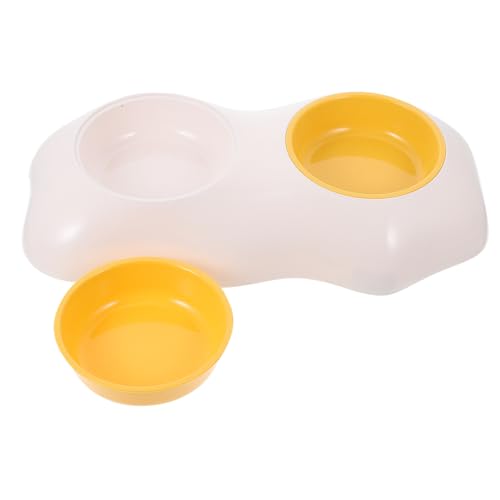 HAPINARY Haustier Dual Bowl Set Kunststoff Eigelb Hund Katze Futternapf Futter- und Wasserbehälter von HAPINARY