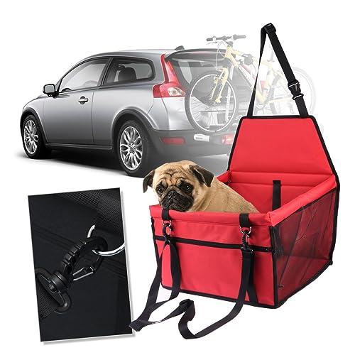 HAPINARY Hund autositz gurtschoner Auto hundeautositz Katzen autositz Hundesitzerhöhungen für Autos Atmungsaktiv autositzauflage Hundetasche im Auto Haustiertasche für den Autositz rot von HAPINARY