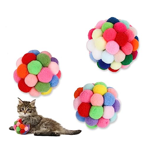 HAPINARY Buntes Katzenspielzeug Mit Katzenminze Interaktiver Ball Mit Glöckchen Für Spaß Und Unterhaltung Handgemachtes Für Katzen Farbige Spielkugeln Für Haustiere von HAPINARY