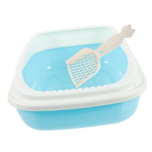 HAPINARY Kasten Katzentoilette Schaufel Für Katzenstreu Toilettenmatte Für Katzen Katze Bettpfanne Kätzchentoilette Toilettenschüssel Für Katzen Kätzchen Saubere Toilette Sky-Blue Plastik von HAPINARY