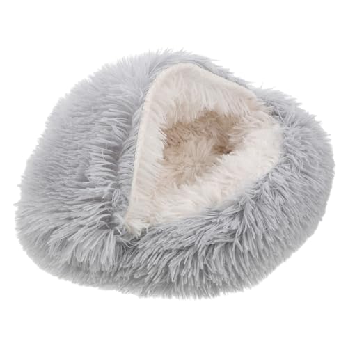 HAPINARY Katzenbett Höhle Winter Katzenschlafbett Kätzchenhöhle Schlafbett Flauschiges Katzenwärmebett Mit Kapuze Katzenbett Mit Kapuze Katzenzubehör Katzennestbett von HAPINARY