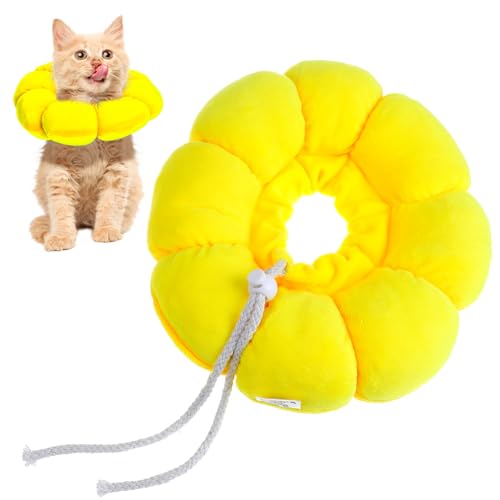 HAPINARY Weiches Katzenhalsband Kegelförmig Sonnenblumenmuster Größe M Für Kätzchen Donut Zum Lecken Vorbeugung Und Pflege von HAPINARY