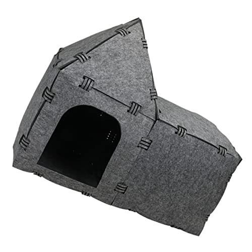 HAPINARY Katzennest katzenzelt cat Tent Katzenkäfig Tunnel für Katzen katzenschlafplätze Katzenhaus Hamsterspielzeug Welpen Spielen Katzentunnel aus Filz Katze spielt Tunnel Filzstoff Grey von HAPINARY