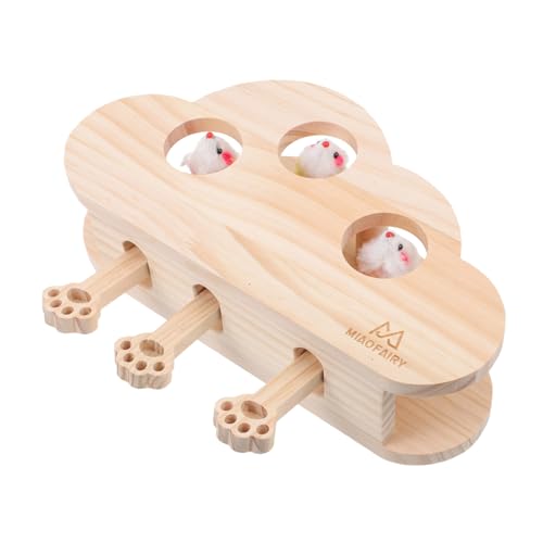 HAPINARY Automatisches Katzenspielzeug Schlagspielzeug aus Holz für interaktives Spielen mentale Kätzchen-Teaser-Spielzeug Heimtierbedarf 2er-Pack von HAPINARY