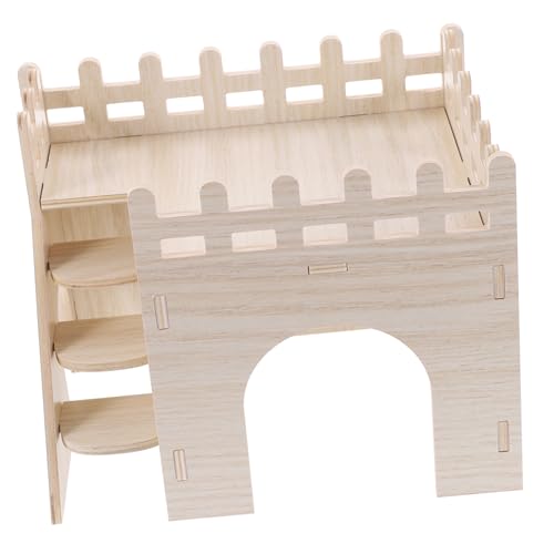 HAPINARY Mehrstöckiges Kleintier-Mechanismus-Holzhaus Kleines Tierhaus aus Holz Hamster Schlafhaus Haustier Spielzeug Hamsterhaus aus Holz meerschweinchen versteck Klettern von HAPINARY