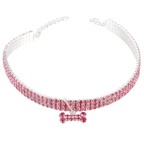 HAPINARY Mini Shape Anhänger Shining Strass Pet Ring Hundehalsband Luxus Pet Supplies Pet Collar Verstellbare Schnalle Chain Halskette Für Pet Dog (pink, Größe M) von HAPINARY