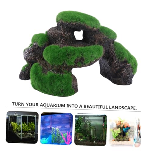 HAPINARY Simulation Beflockung Stein Steingarten Ornament Netz Aquarium Kies Künstliches Fischversteck Aquarium Landschaft Felsen Luftstein Aquarium Zuchthöhle Fischdekor Harz von HAPINARY