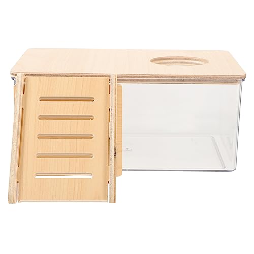 HAPINARY Transparente Hamster Badewanne Mit Holzleiter + Sandwanne Tägliche Sandbadbox Für Hamster Und Kleintiere Sandbad Zubehör Für Käfige von HAPINARY