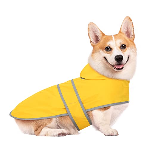 Hunde Regenmantel mit Kapuze und Leinen-Loch, Happiere Wasserdichter Zupf-Poncho Regenjacke Mantel für Kleine Mittlere Große Hunde und Welpen von HAPPIERE